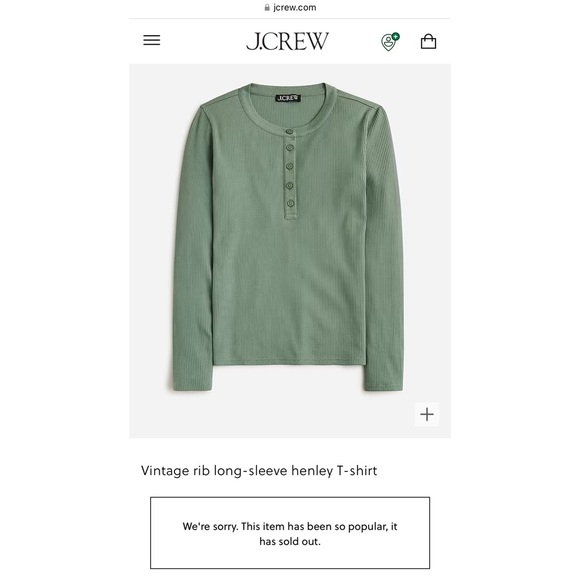 {J. Crew} Vintage rib long-sleeve henley T-shirt - Size L - NWT - Picture 5 of 6